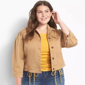 Lane Bryant Plus Size Brown Tan Button Causal Jacket Size 20